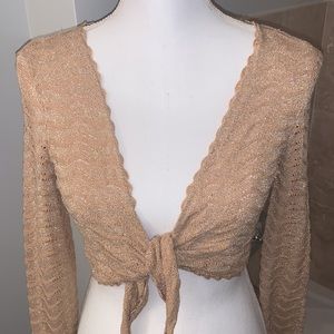 INC Sparkle Scalloped Tie Sweater
